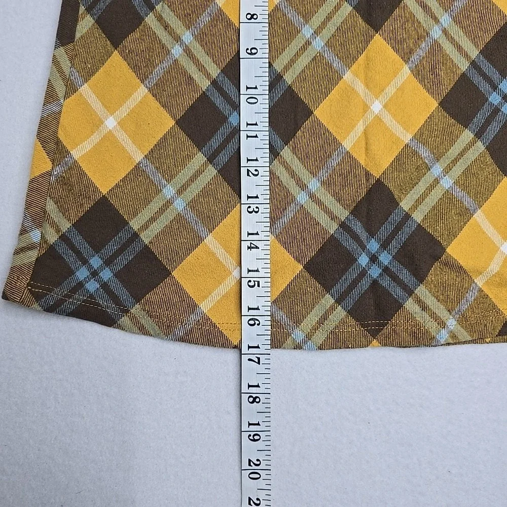 Altar'd State Skirt L Yellow Brown‎ Blue Plaid Checkered Pattern Mini Tweed Clue
